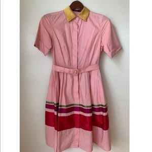 Lovely Pink Colorful Collared Dress 2